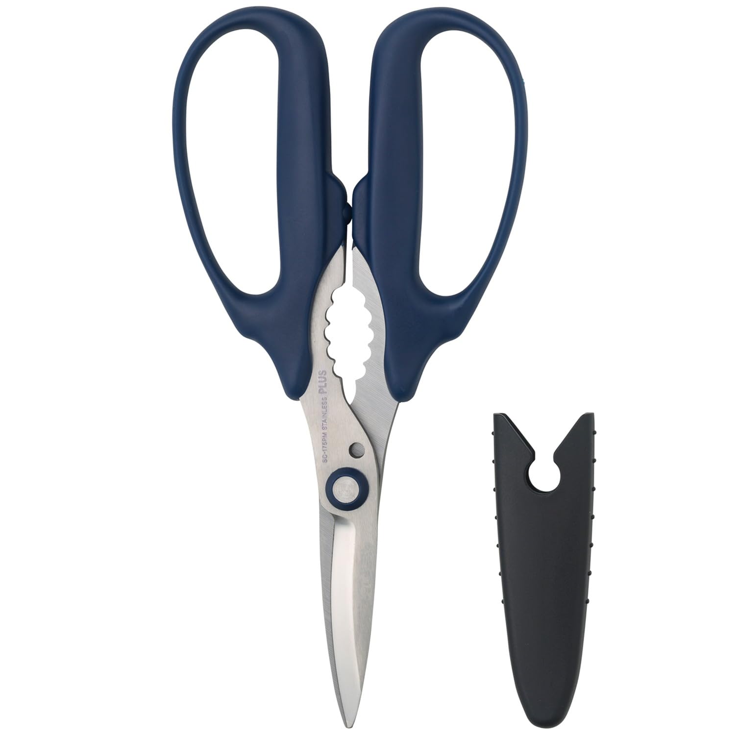 Plus Scissors, Fit Cut Curve, All-Purpose Scissors, Navy, Can Cut Paper and Metal SC-175PM 34-631