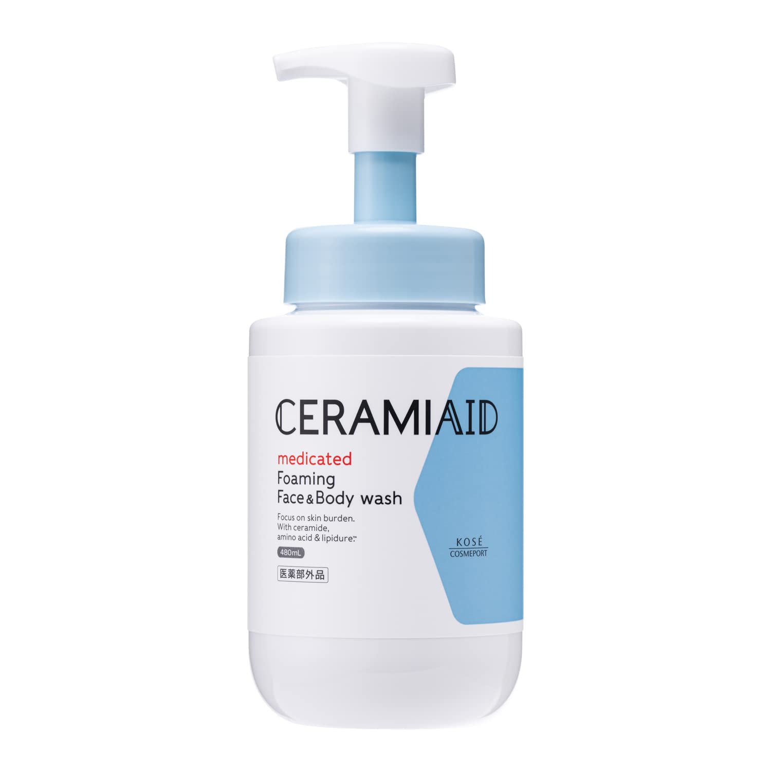 세라미에이드 약용 페이스&보디 워시 얼굴・몸용 거품 타입 세라미드 케어 펌프(본체) 480ml 민감 피부 아기에도 사용할 수 있는 바디 소프[의약 부외품]