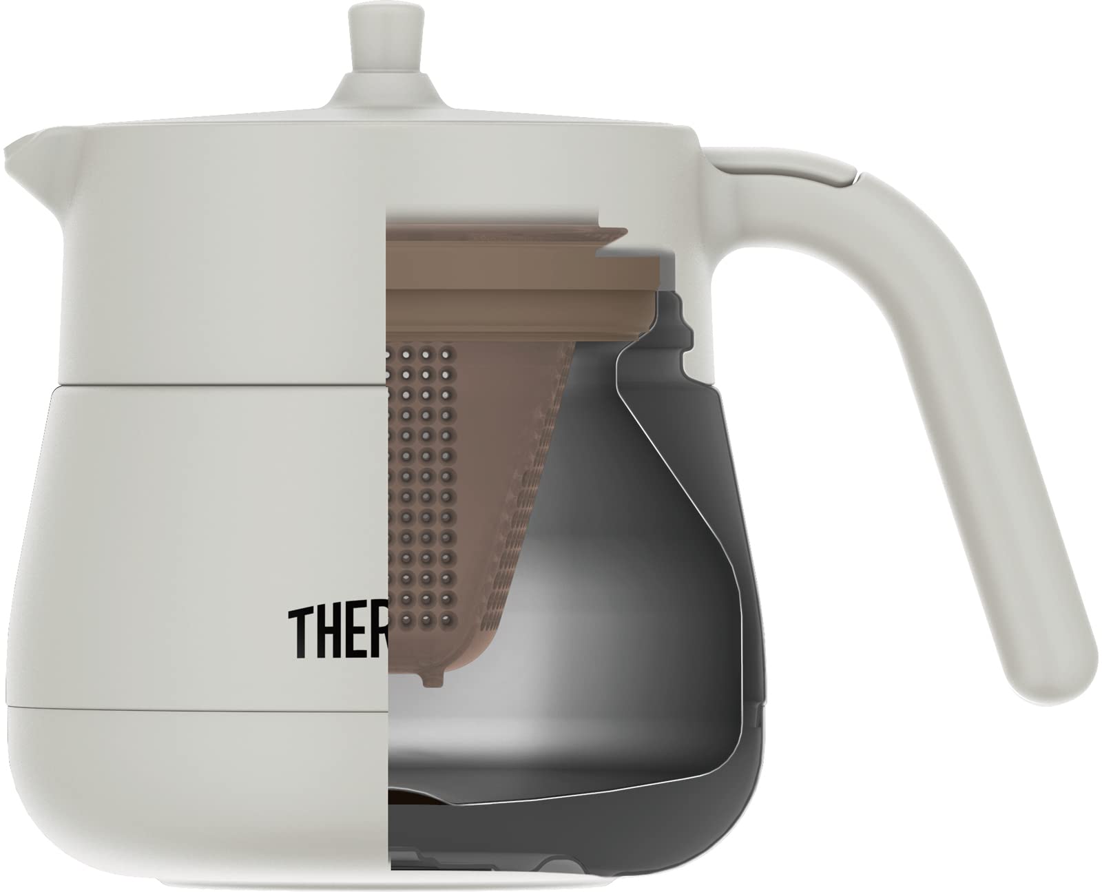 써모스 진공 단열 찻주전자 스트레이너 450ml 라이트 그레이 TTE-450 LGY