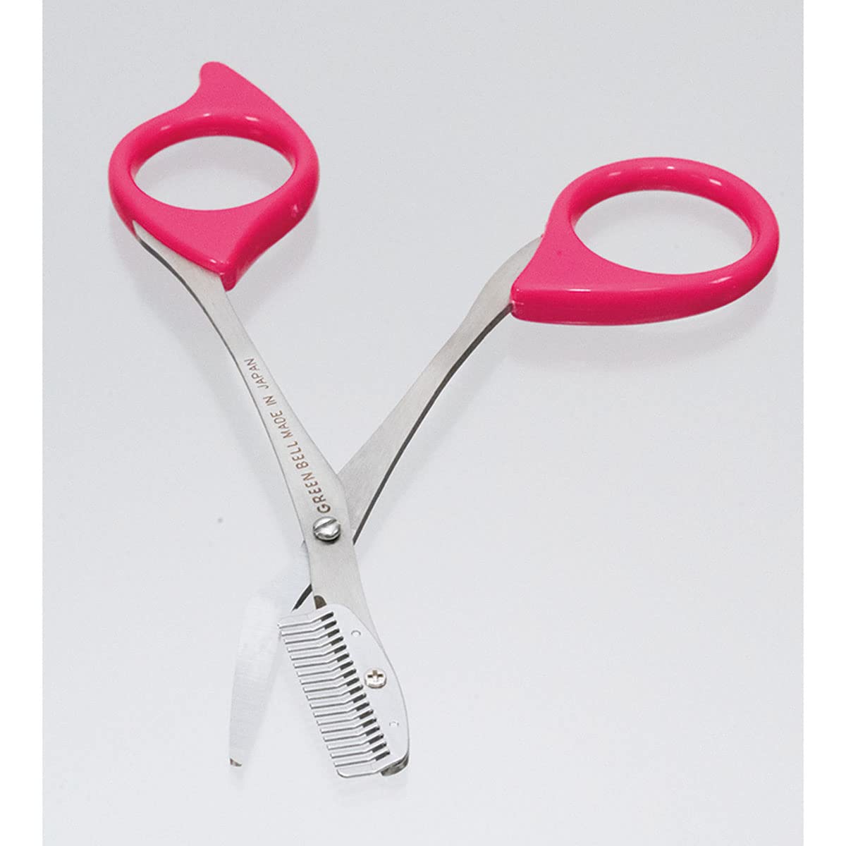 Green Bell Stainless Steel Eyebrow Scissors with Comb Pink MI-248 Silver 1pc (x 1)
