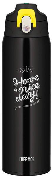 Thermos Water Bottle Vacuum Insulated 2-Way Bottle 1.0L/1.03L Black Check FJJ-1000WF BKC