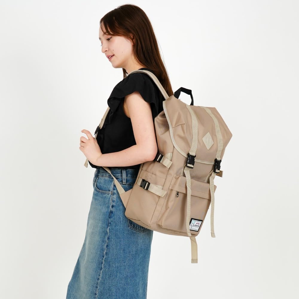 [Aventura] Rucksack Flap Backpack Water Repellent Nylon Large Capacity A4 Drawstring Logo Many of Pockets 20L Logo Back Zipper Cotton Candy Blue 1526