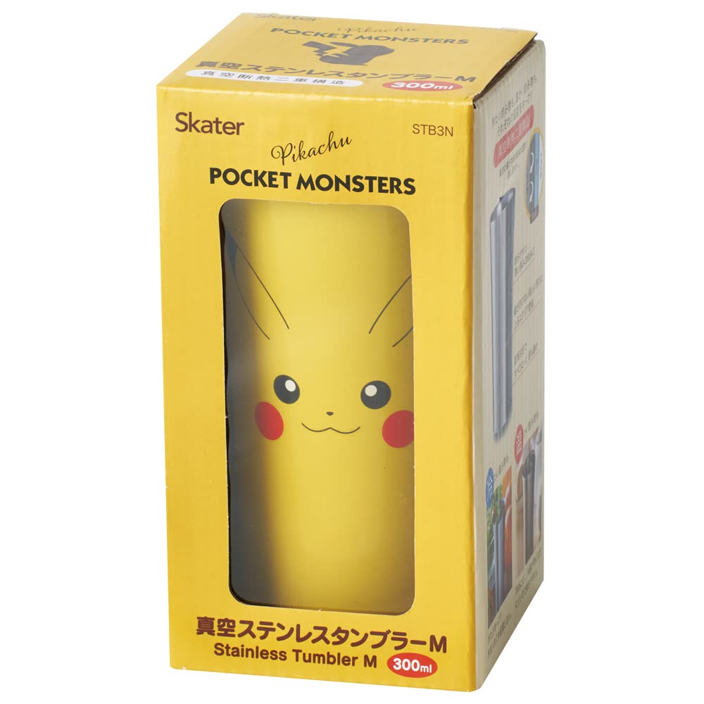 Skater Thermal/Cold Stainless Steel Tumbler 300ml Pocket Monster Pikachu Face STB3N-A