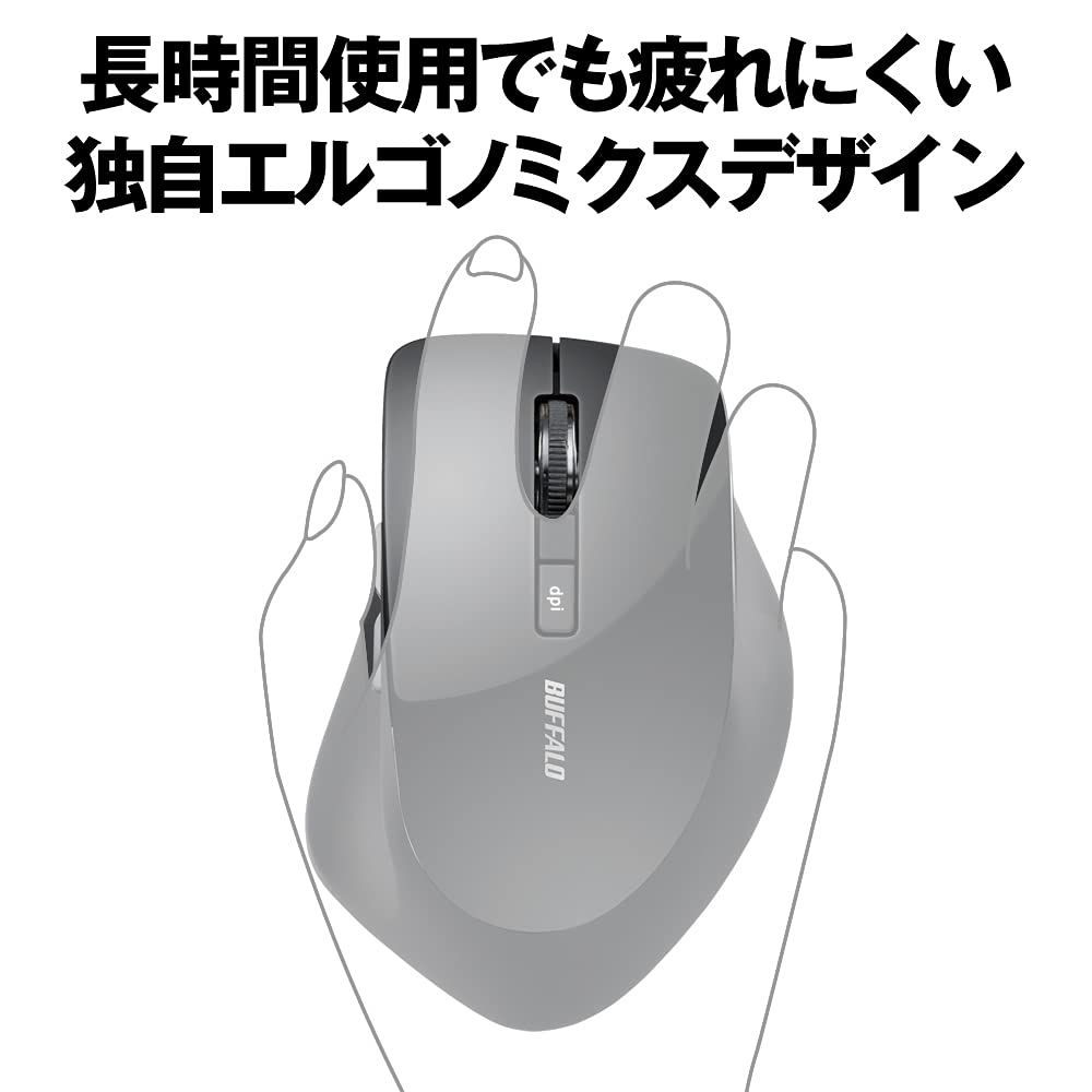 Buffalo Mouse Wireless Silent 5 Buttons [Equipped with Back/Forward Button] DPI Switching BlueLED Black BSMBW325BK