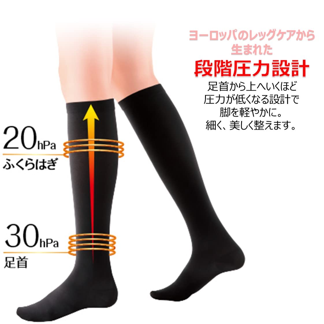 Slim Walk Compression Socks Beautiful Legs High Socks M-L Black AskDoctors Calf Sole Arch Support