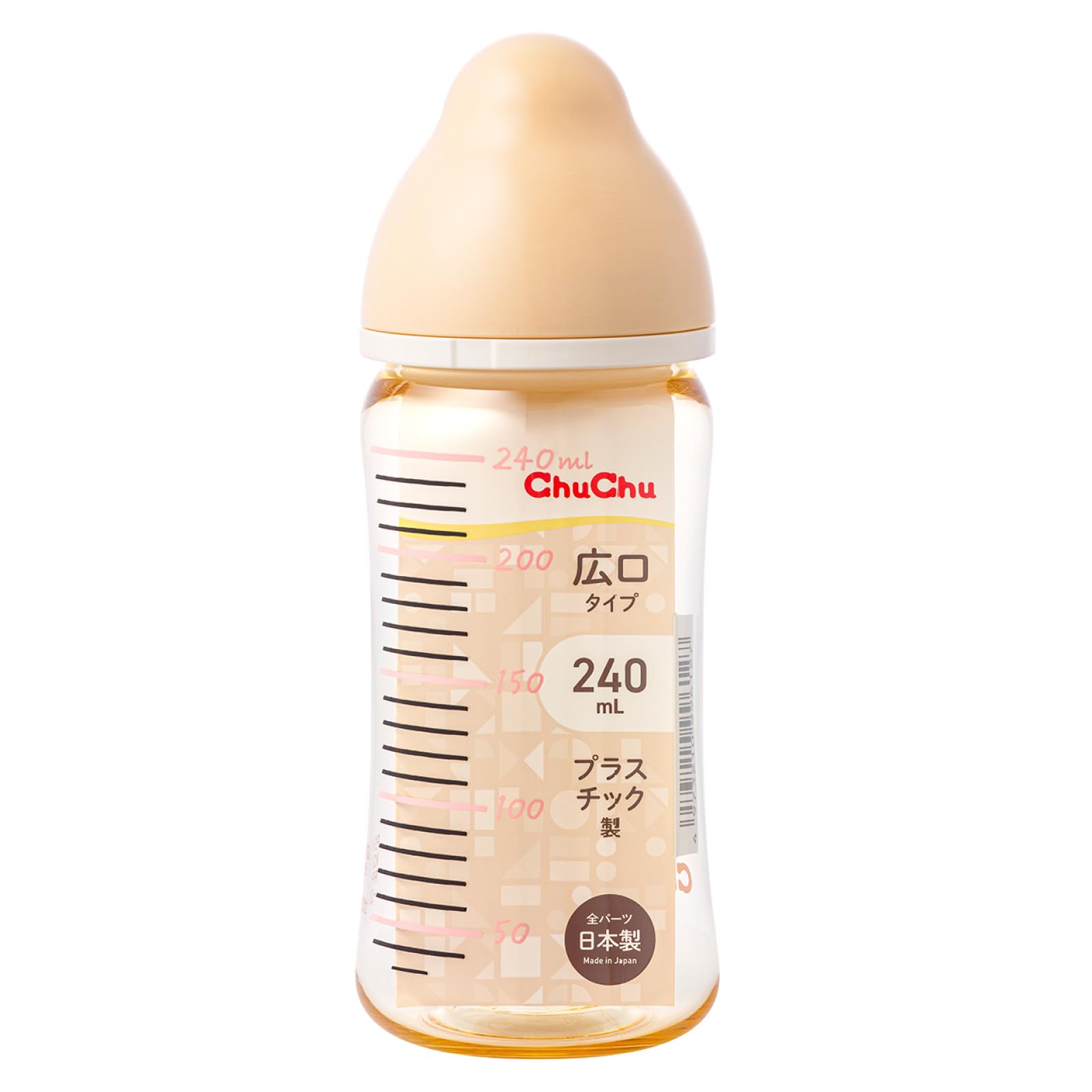 ChuChu Multi-Fit Wide Mouth Plastic Baby Bottle 240mL Nipple Made in Japan Newborn Weaning All Ages