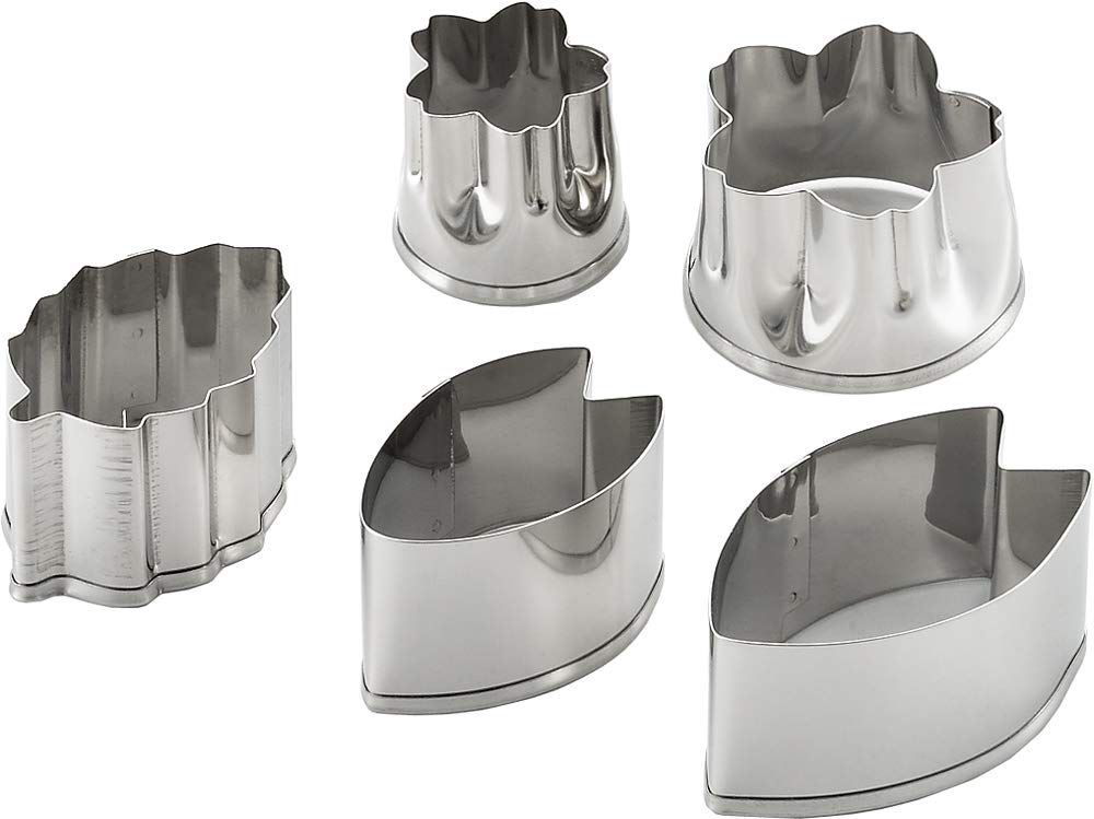 Yoshikawa Made in Japan Vegetable Cutter Mold Sakura Cutter Set of 5 Cooking Iroha YJ2790 Silver