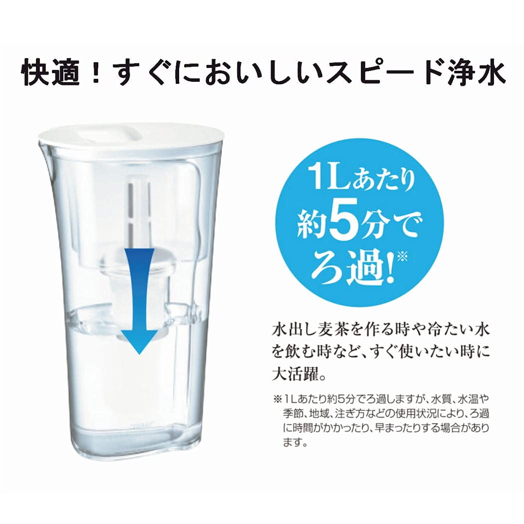 도레이 트레비노 정수 포트 (스피드 정수) 컴팩트 1.2 L[냉장고 도어 포켓에도] PT302F 정수기 포트형