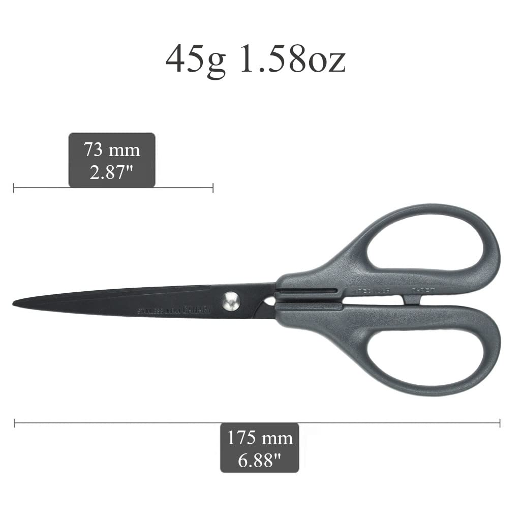 Hasegawa Knives Scissors for Office Use Tapered Fluorine Coated Gray EP-175F Total Length: 17.5 Blade Length: 7.3(cm)