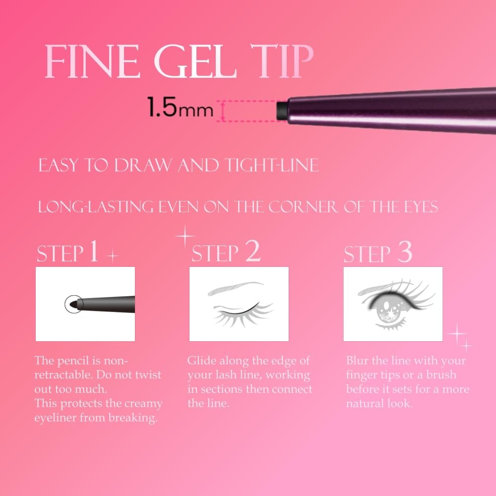 Heroine Make Long Stay Sharp Gel Liner 01 Jet Black 0.07g Dense Gel Liner Waterproof Formula