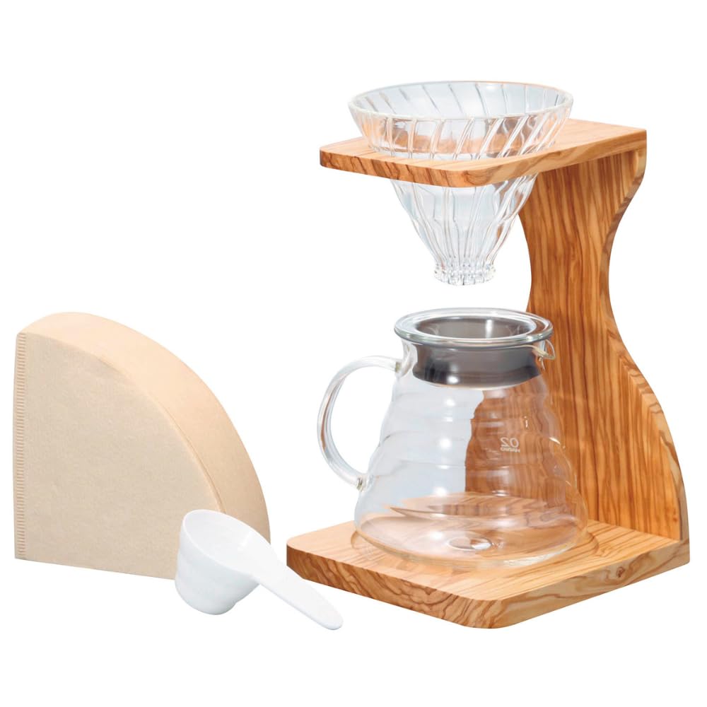 HARIO V60 Olive Wood Stand Set for 1 to 4 Cups Coffee Dripper VSS-1206-OV