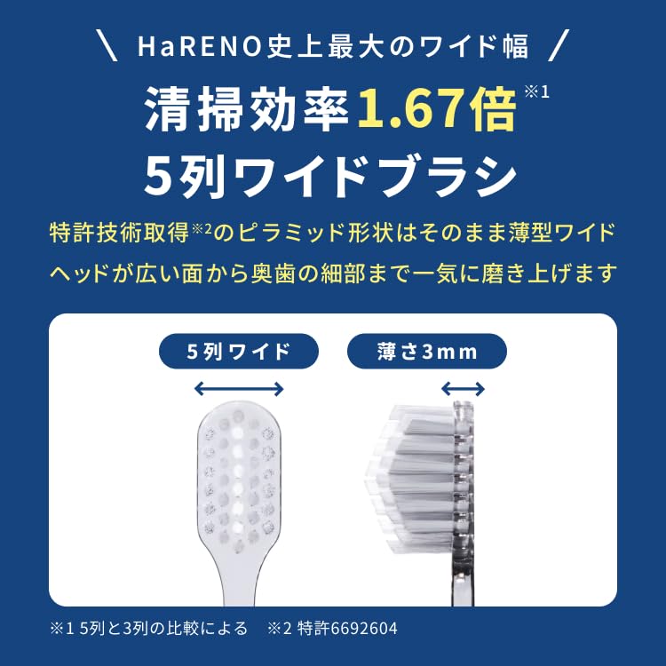 HaRENO 奇跡の歯ブラシ [ワイド] クリアブラック 3本セット おとな用