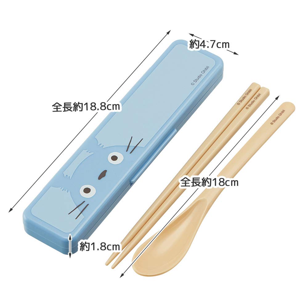 Skater Chopsticks Spoon Set Lunch Box for Adults Antibacterial Combination Set 18cm Non-clacking Made in Japan Ghibli Totoro Face CCS3SAAG-A