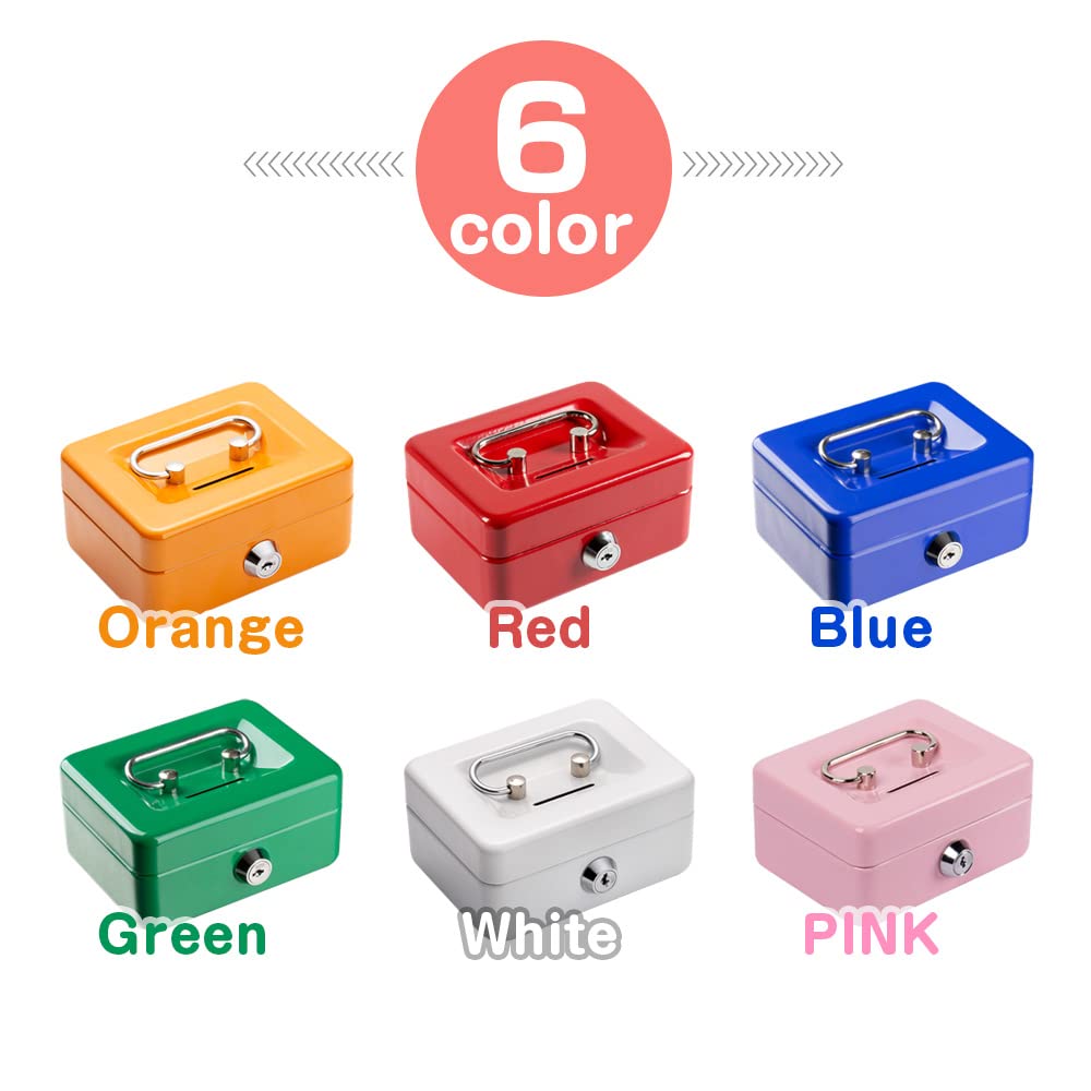 Hachibanya Mini Safe, Handheld Safe, Piggy Bank, CASH MATE, Key Included, Home Use, Children, A7 Blue