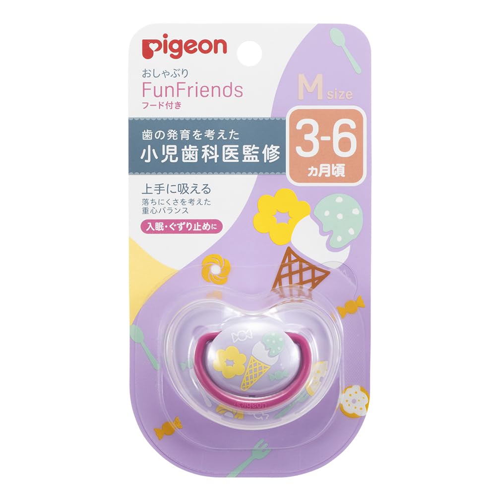 PIGEON Pigeon Pacifier Fun Friends 3-6 Months Special Cover Included Sweets Pattern Skin-friendly Silicone M Size