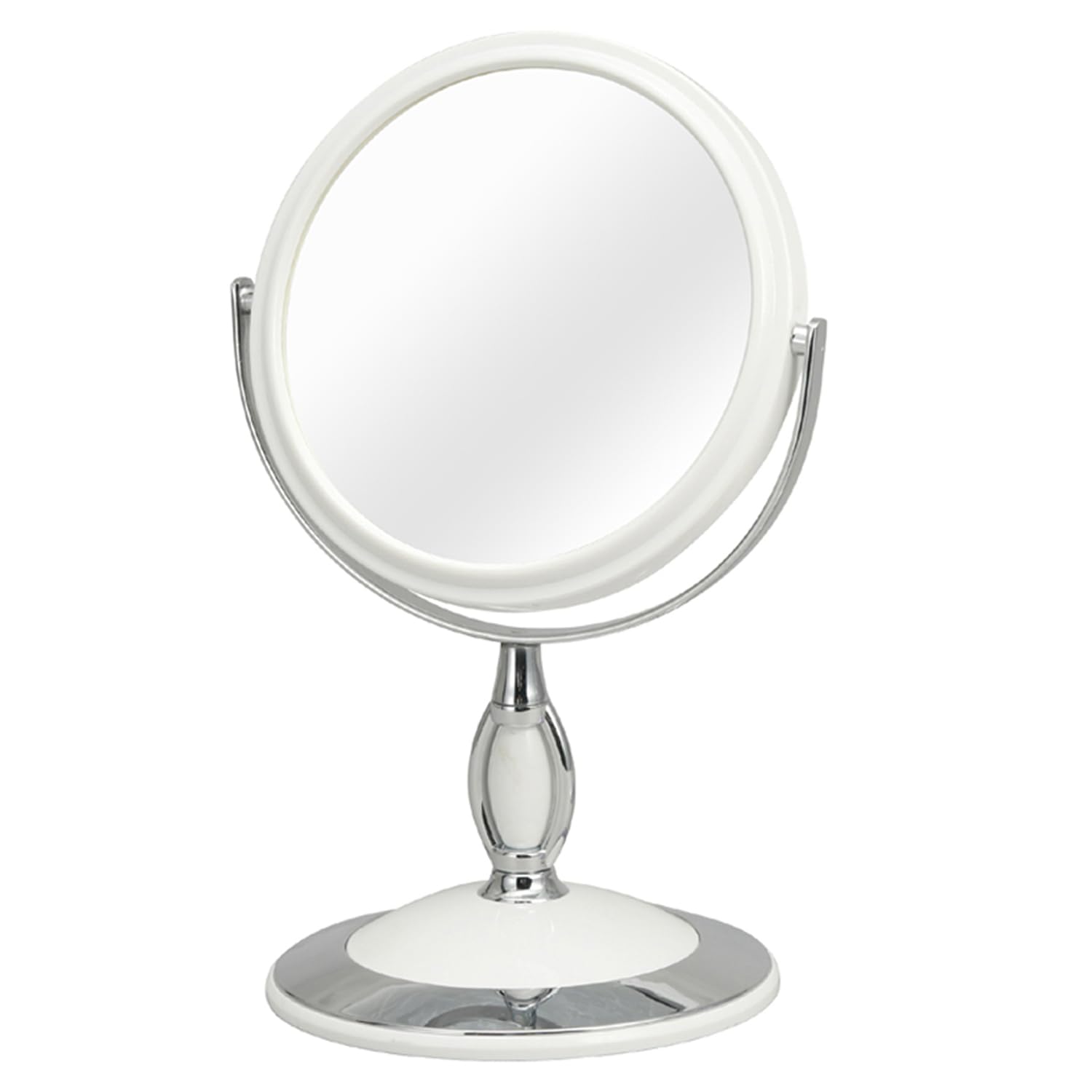 Nagai Kosan NK-243 Tabletop Mirror, Makeup Mirror, Width 16.5cm, Adjustable Angle, White, 1x Magnification Mirror/3x Magnification Mirror, Round Shape, Curly