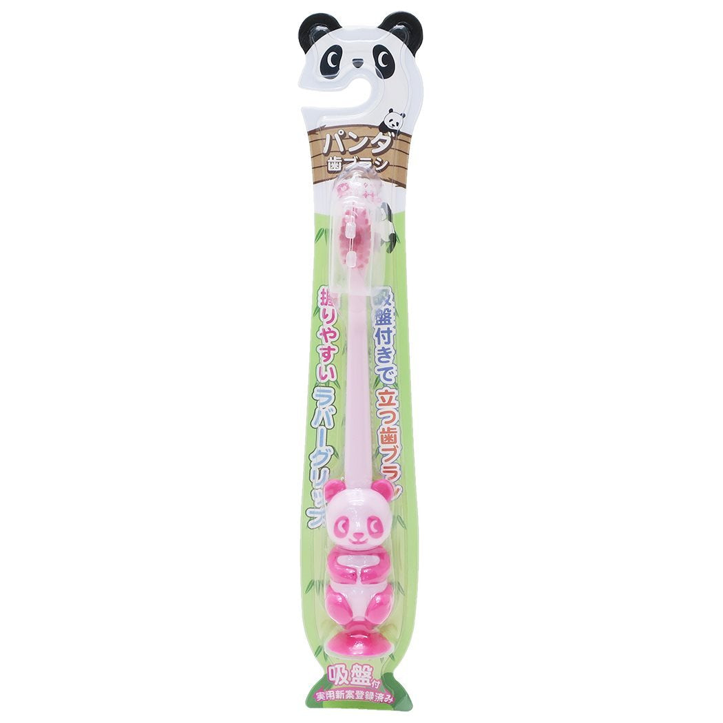 Pitatto Panda Toothbrush with Suction Cup & Cap Candy Pink 1 piece