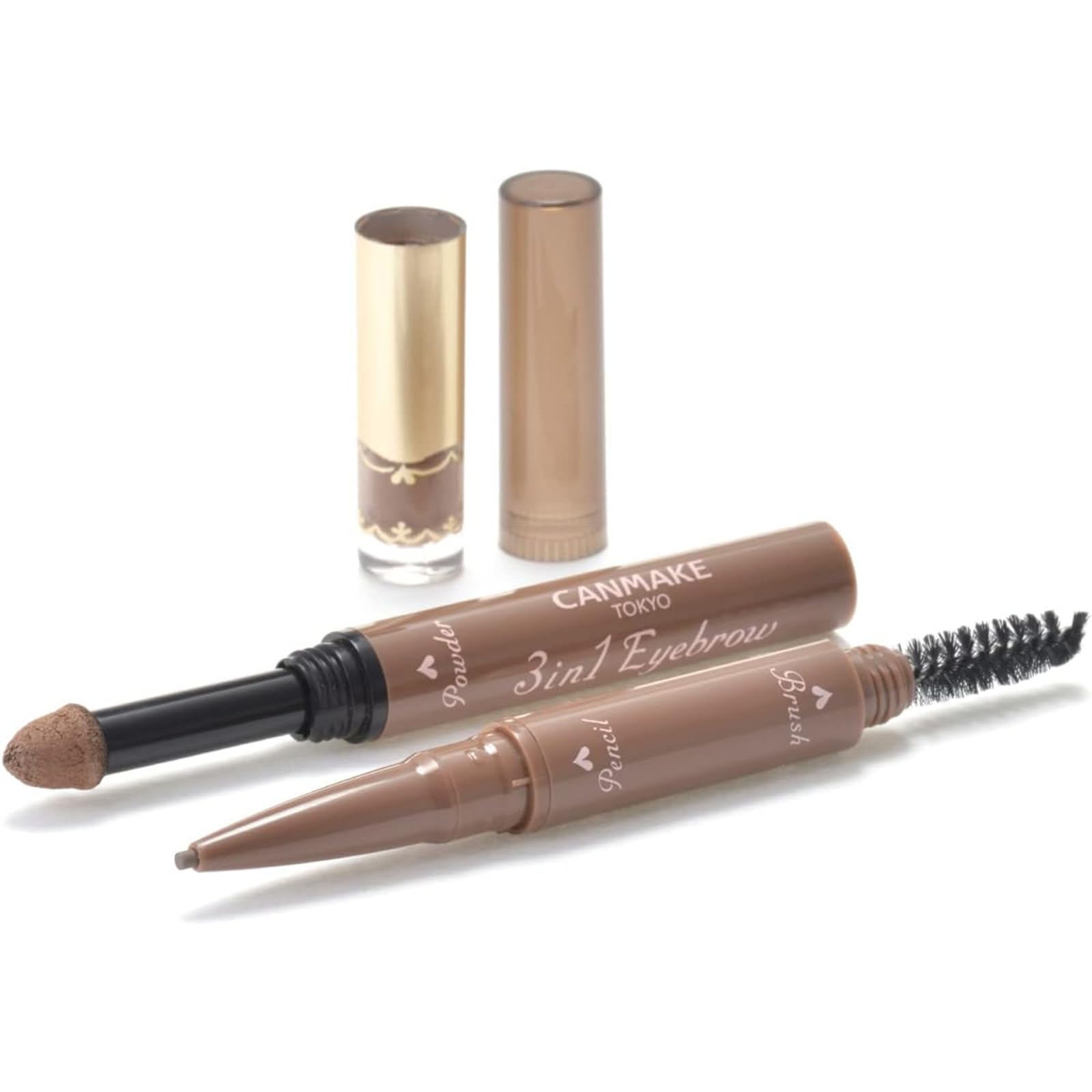 CANMAKE TOKYO 3in1 Eyebrow 02 Ash Brown Pencil Eyebrow Powder Eyebrow with Brush