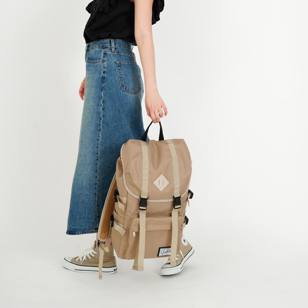 [Aventura] Rucksack Flap Backpack Water Repellent Nylon Large Capacity A4 Drawstring Logo Many of Pockets 20L Logo Back Zipper Cotton Candy Blue 1526