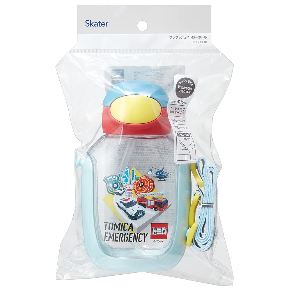 Skater Water Bottle with Straw 530ml Tomica Straw Water Bottle One Push for Children PDSH6DX-A