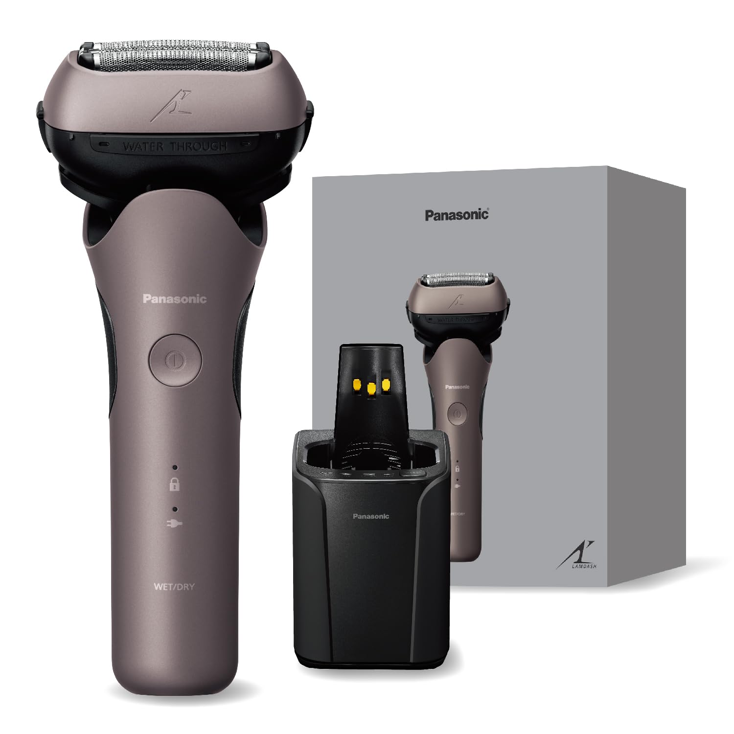 Panasonic Men's Shaver Ramdash 3-Blade Electric Razor Fully Automatic Cleaning Charger/AC Adapter Charging Close Contact 3D Head ES-L381W-N Brown Gold