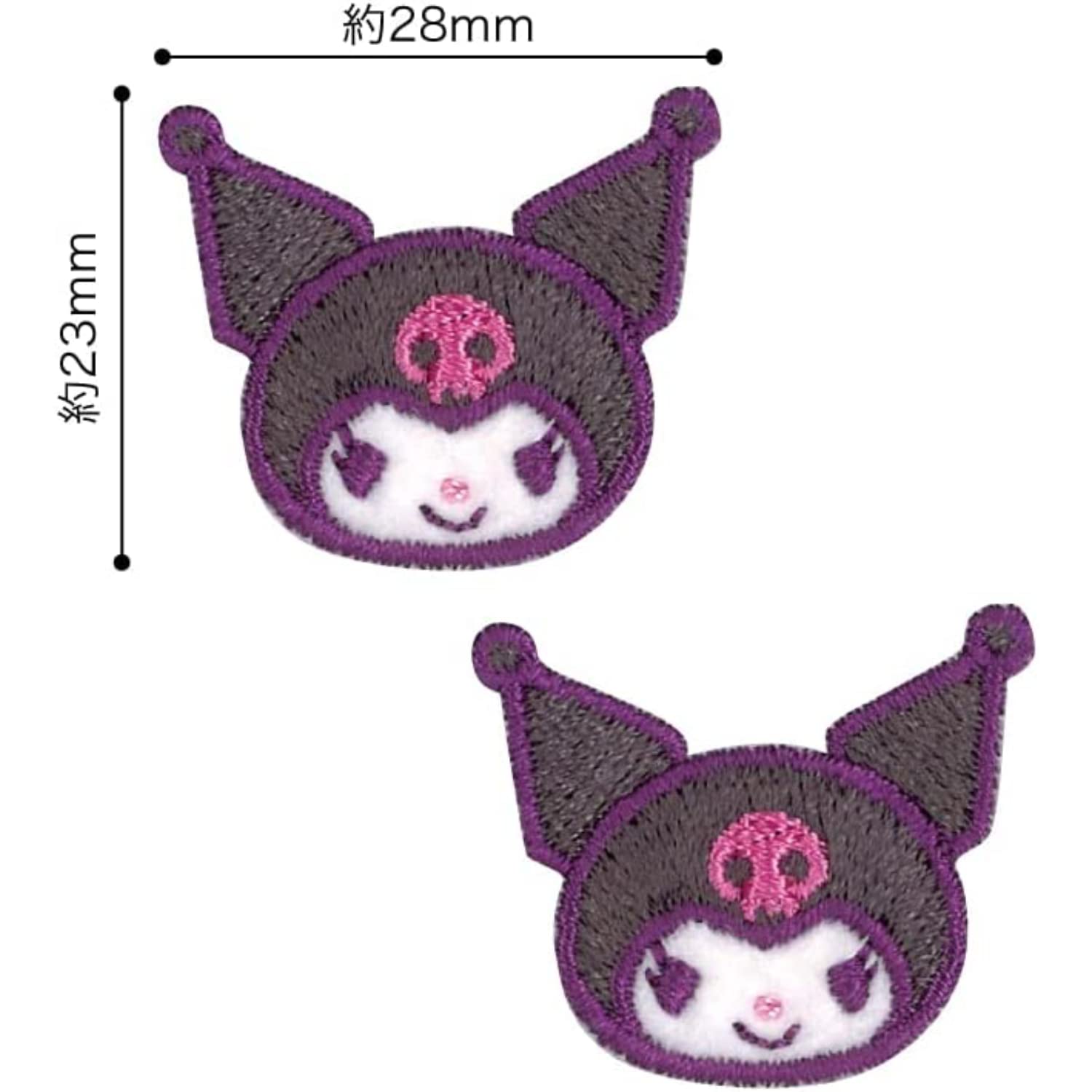 Pioneer Pioneer Sanrio Kuromi 2 pieces Width 28mm x Height 23mm Sticker/Iron Dual use Adhesive SCW480-SCW49