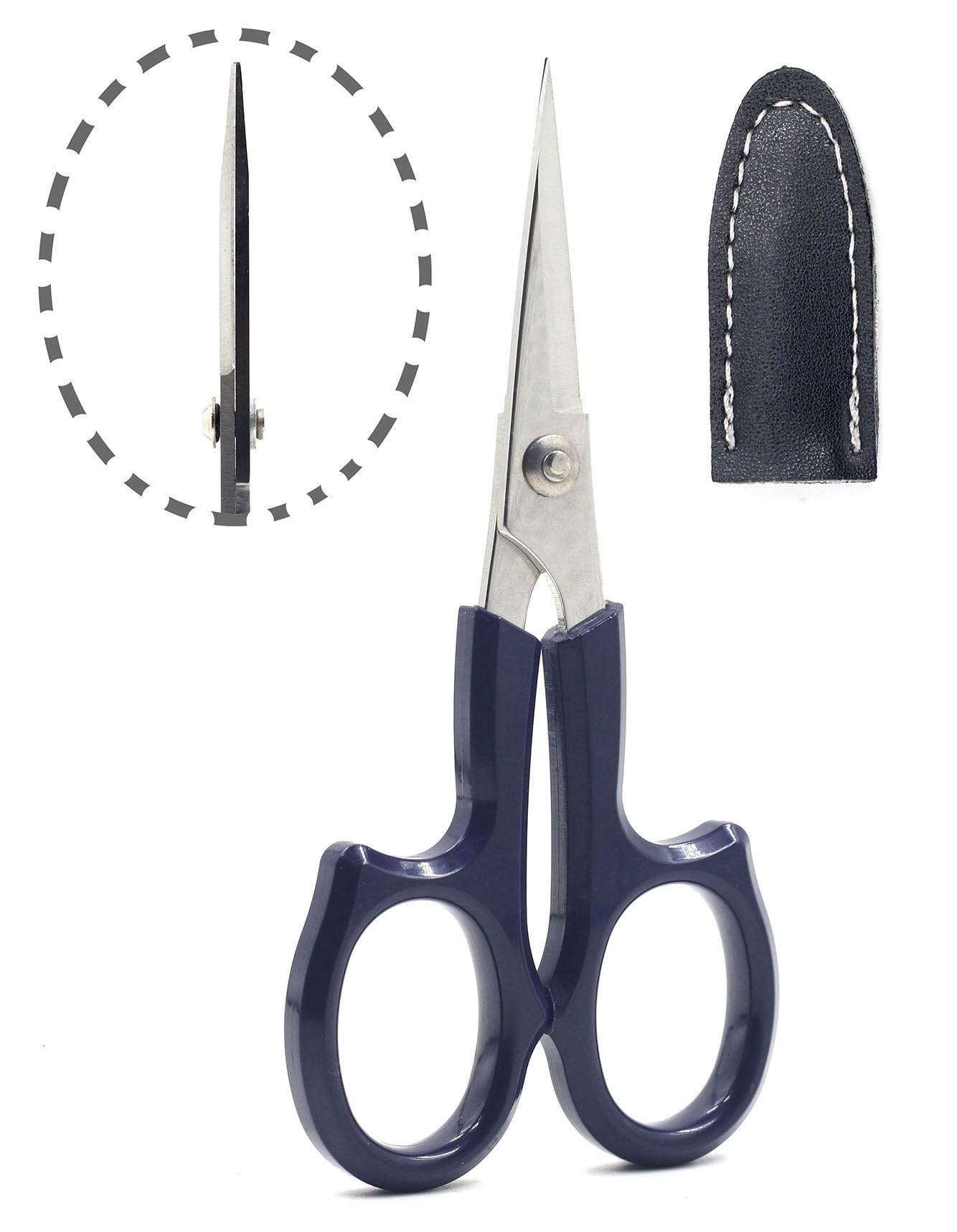 Sanka Cutwork Scissors, Scissors, 130mm, For both left and right use, Sharp, Handicrafts, Dressmaking, Tsumami Crafts, Thread Cutting, Embroidery, Patchwork, Cloth Cutting, Compact Blue