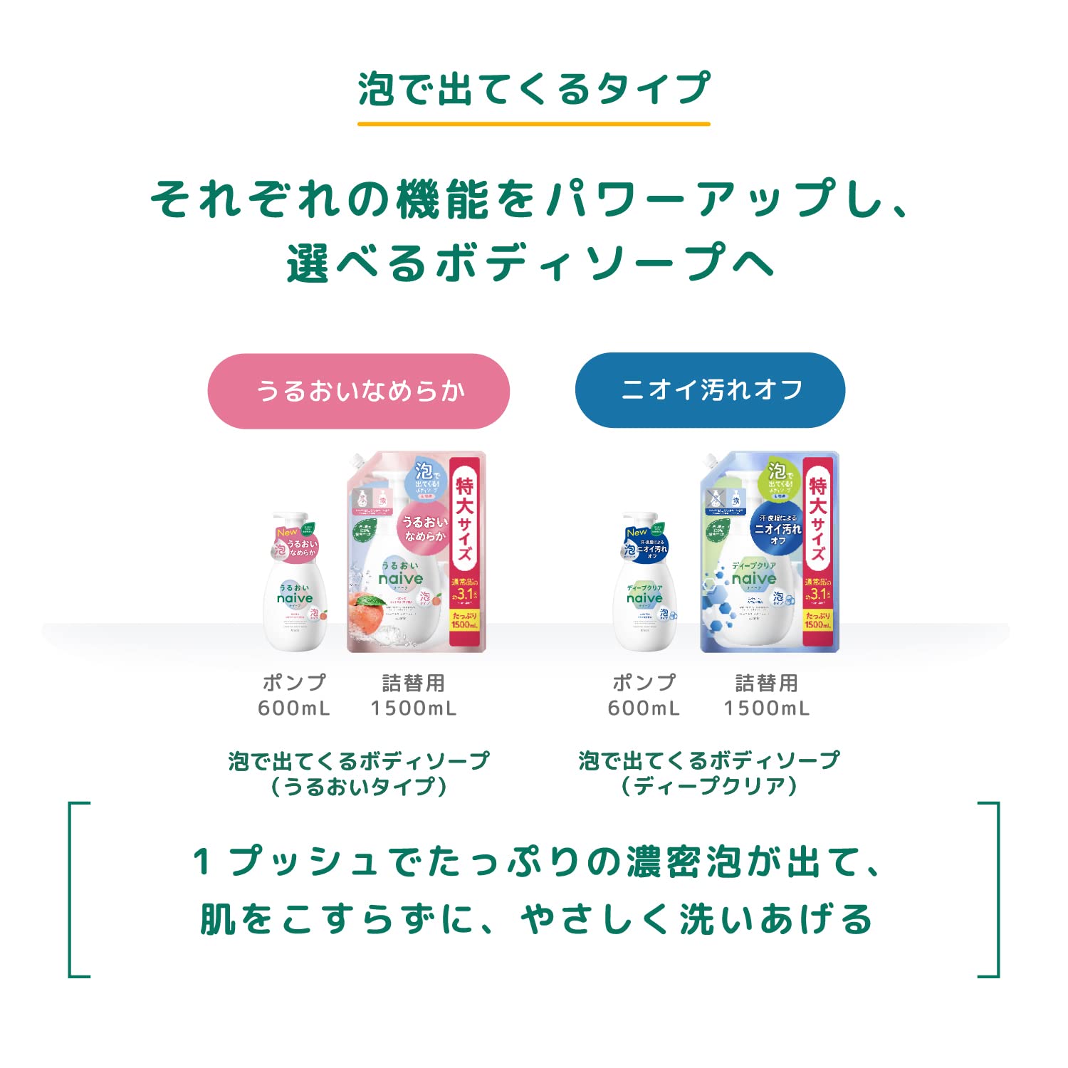 Naive Foaming Body Soap [Deep Clear] Pump 600ml | Body Soap Body Wash Soap Soap Children Kids Baby Soap