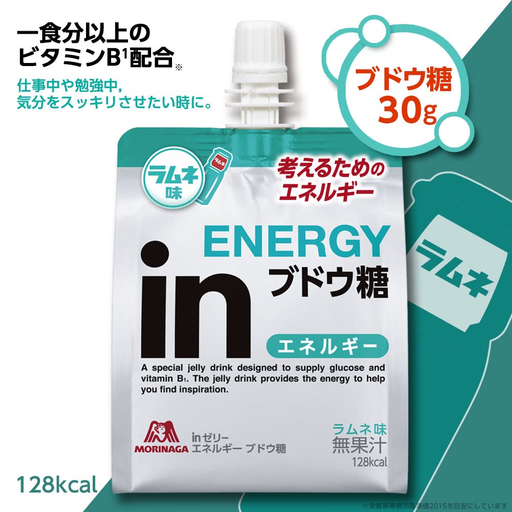 모리나가 제과 in젤리 에너지 포도당 180g × 6개 라무네 맛 10초 충전 포도당 30g 배합 1식분의 비타민 B1 배합 조식 방재 비상식 삽입 컨디션 관리