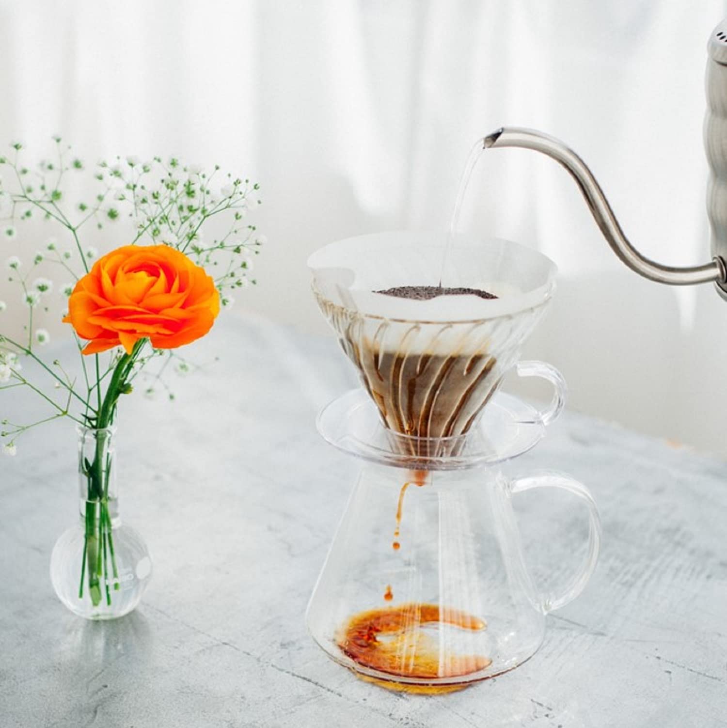 HARIO V60 Glass Brewing Kit Practical Capacity 600ml Server for 1~4 Cups Transparent JapanMade by S-VGBK-02-T
