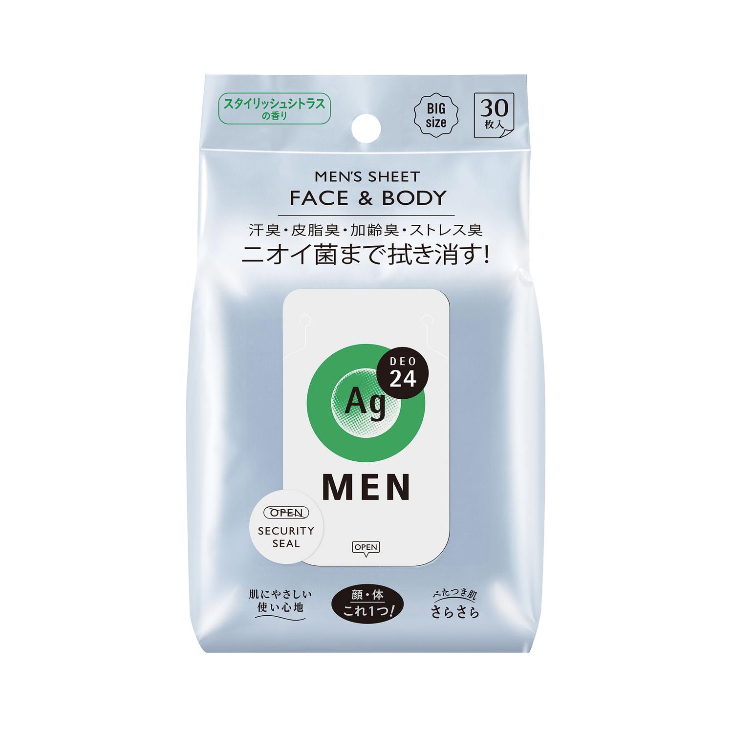 AG Deo 24 AG 24 Men Men's Sheet Face & Body (Citrus) 30 Sheets