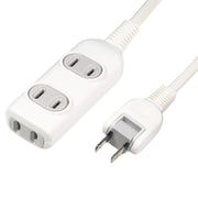 ELPA Extension Cord 1m 3 Ports Power Tap Slim Tracking Prevention Plug 180 Degree Swing Plug White LPT-301N(W)
