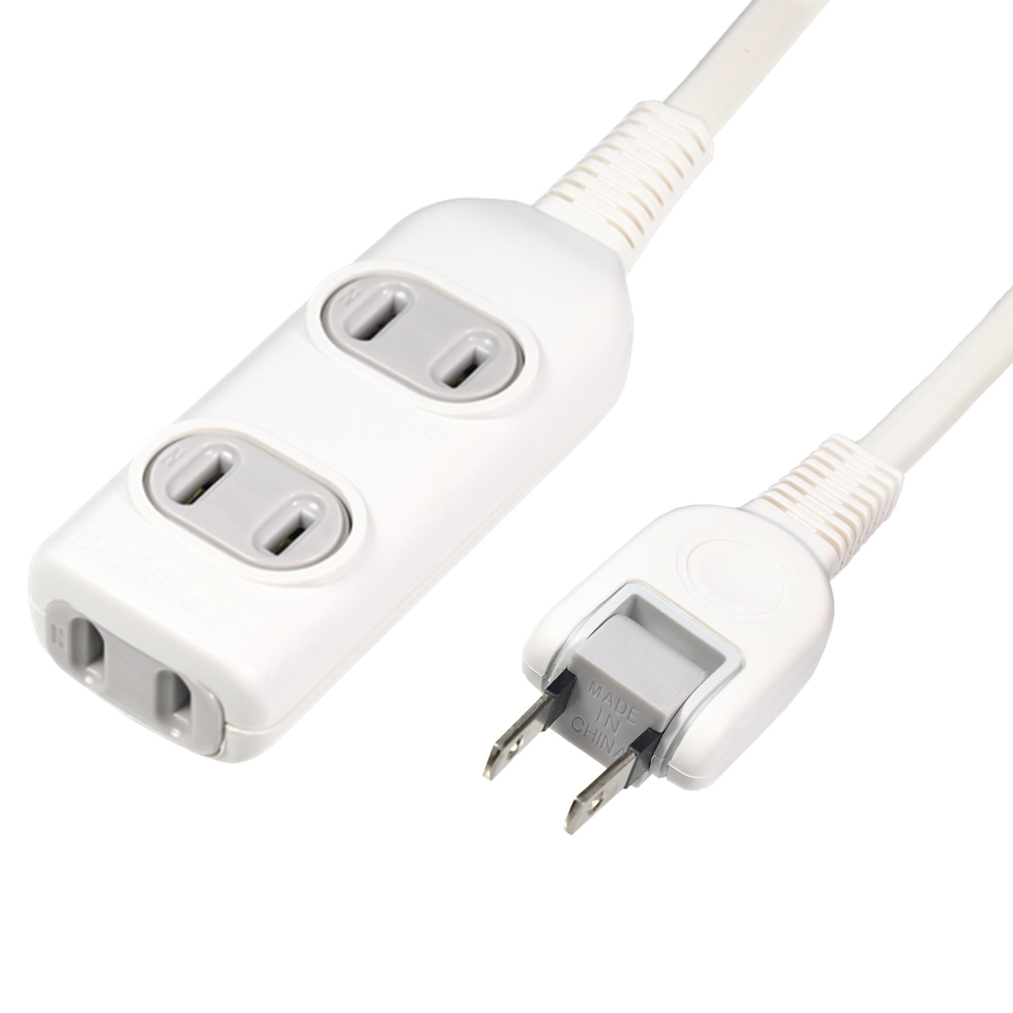 ELPA Extension Cord 1m 3 Ports Power Tap Slim Tracking Prevention Plug 180 Degree Swing Plug White LPT-301N(W)