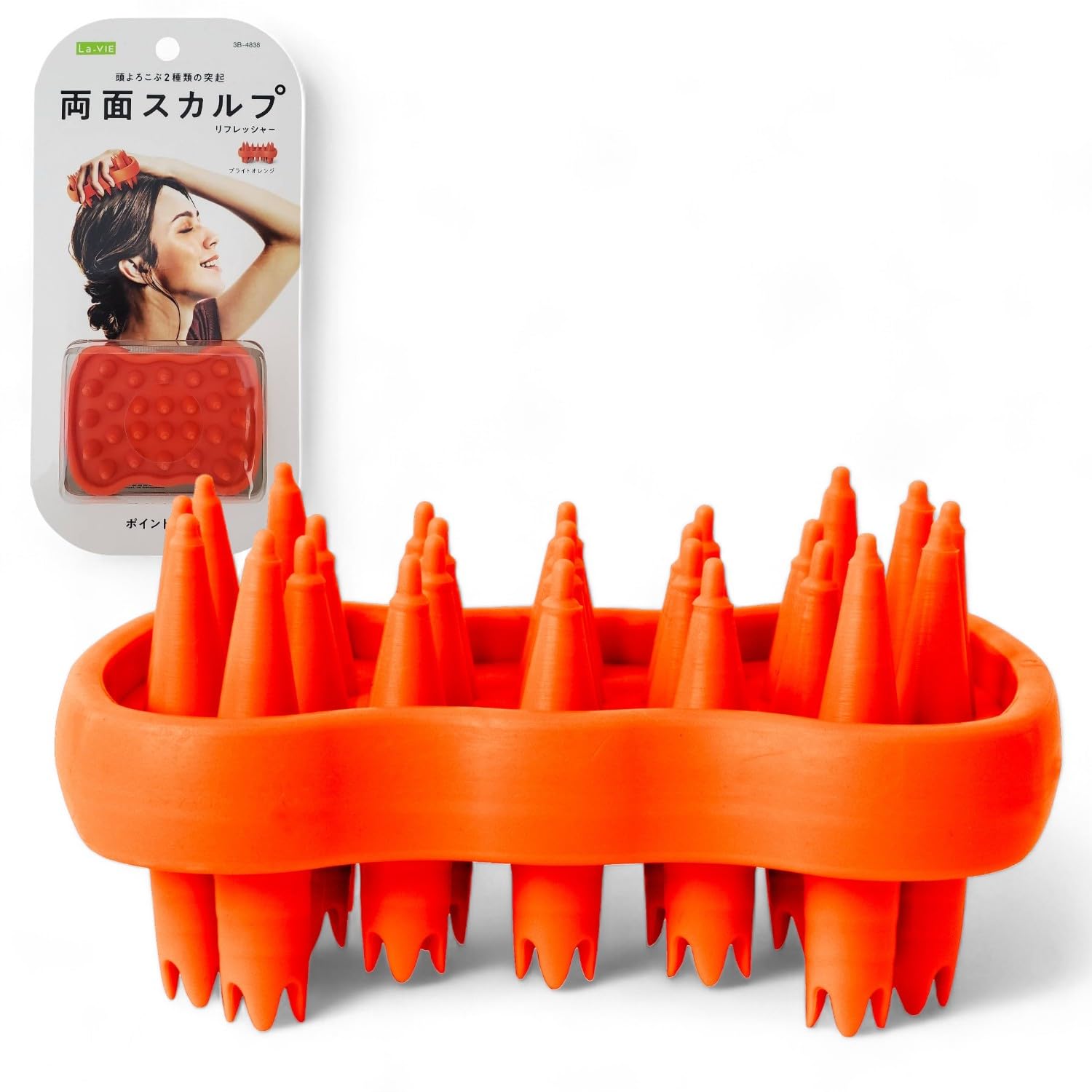 La-VIE Double-Sided Scalp Refresher Orange Scalp Brush Scalp Massage Shampoo Brush 3B-4838 [Manufacturer Genuine Product]