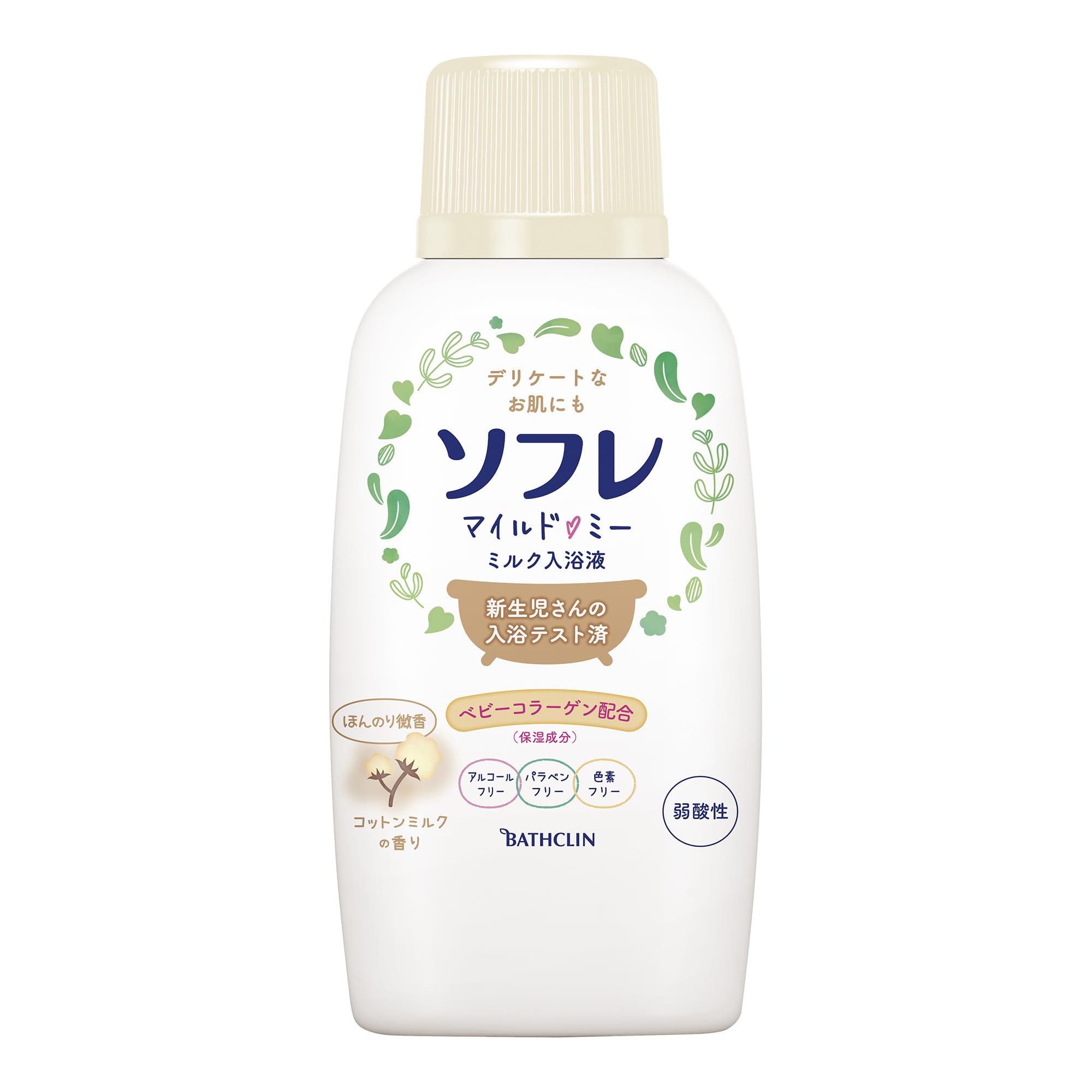 바스크린 소후레 마일드 미 밀크 입욕액 코튼 밀크의 향기 본체 병 [720ml] 신생아로부터 사용할 수 있는 저자극 타입 미향성 1.0개
