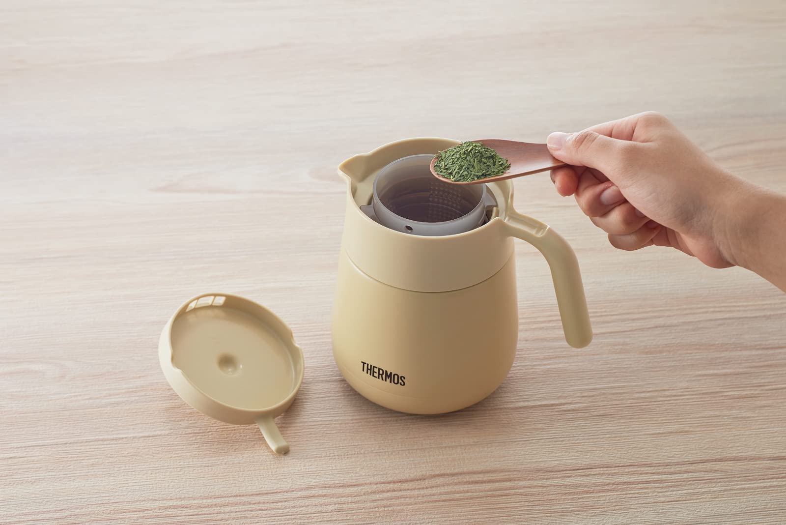 써모스 진공 단열 찻주전자 스트레이너 450ml 라이트 그레이 TTE-450 LGY