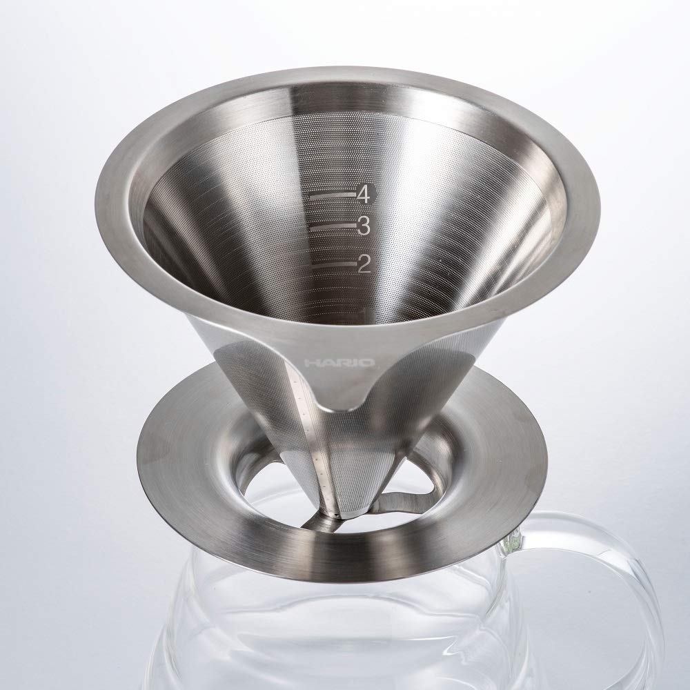 HARIO Double Mesh Metal Dripper for 1 to 4 Cups Hairline Silver Stainless Steel DMD-02-HSV