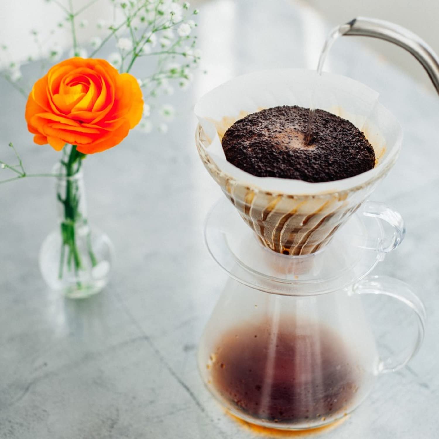 HARIO V60 Glass Brewing Kit Practical Capacity 600ml Server for 1~4 Cups Transparent JapanMade by S-VGBK-02-T