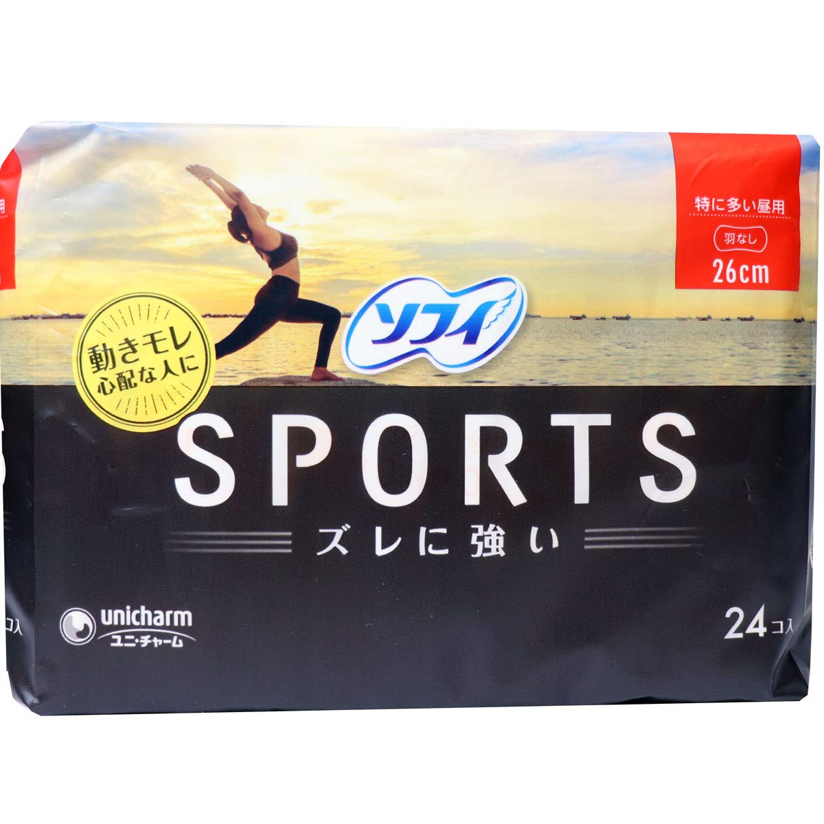 소피 스포츠(SPORTS) 냅킨 엇갈림에 강하다 특히 많은 낮용 날개 없음 26 cm 24장[냅킨]