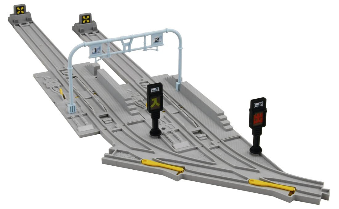 Plarail J-24 depot (with 2 straight rails (gray) and 2 car stops (gray))