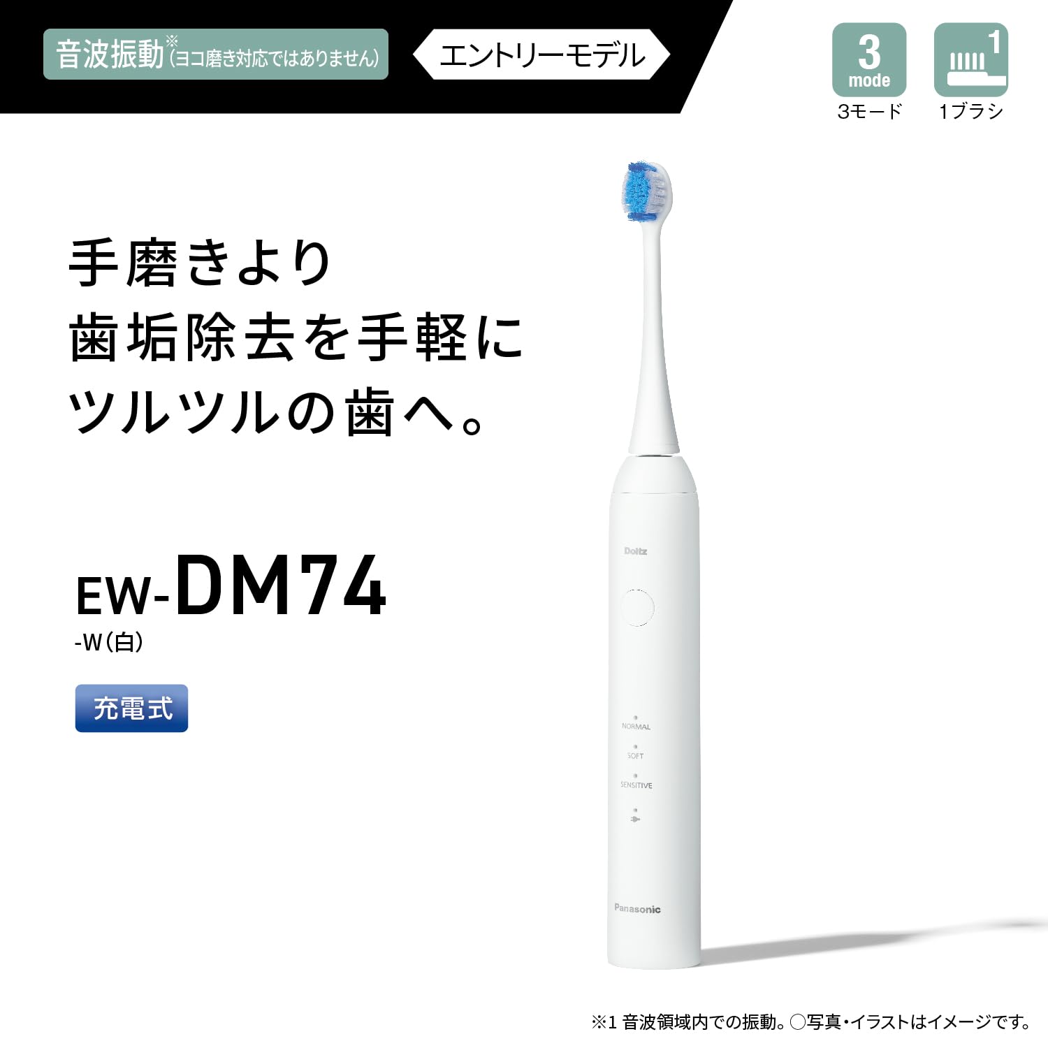 파나소닉 음파 진동 칫솔 도르츠 전동 칫솔 EW-DM74-W 화이트