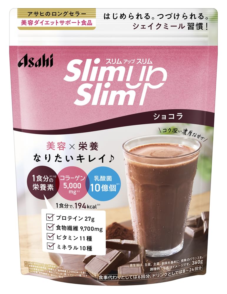 Slim Up Slim Shake Chocolat 360g Asahi Group Foods Collagen Protein Vitamin Mineral Dietary Fiber