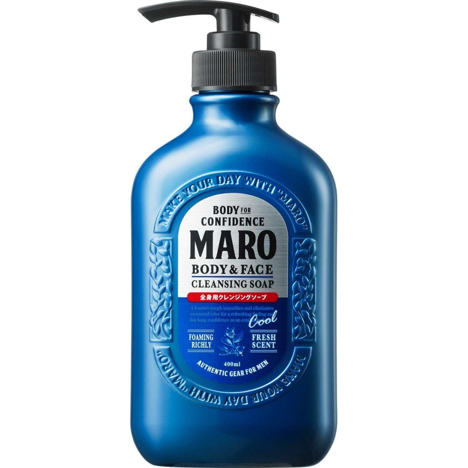 MARO Body Soap Cool Men's Whole Body Cleansing Herbal Citrus Scent 400ml Dense Foaming Body Soap