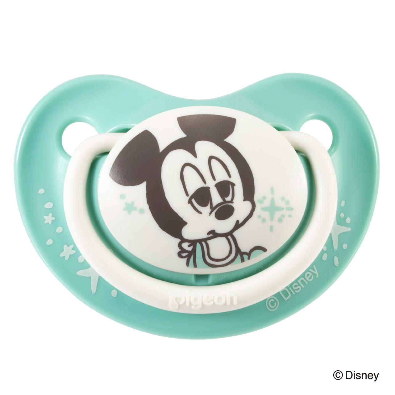 PIGEON Pigeon Pacifier Fun Friends 3-6 Months Special Cover Included Mickey Pattern Skin Friendly Silicone Green M Size