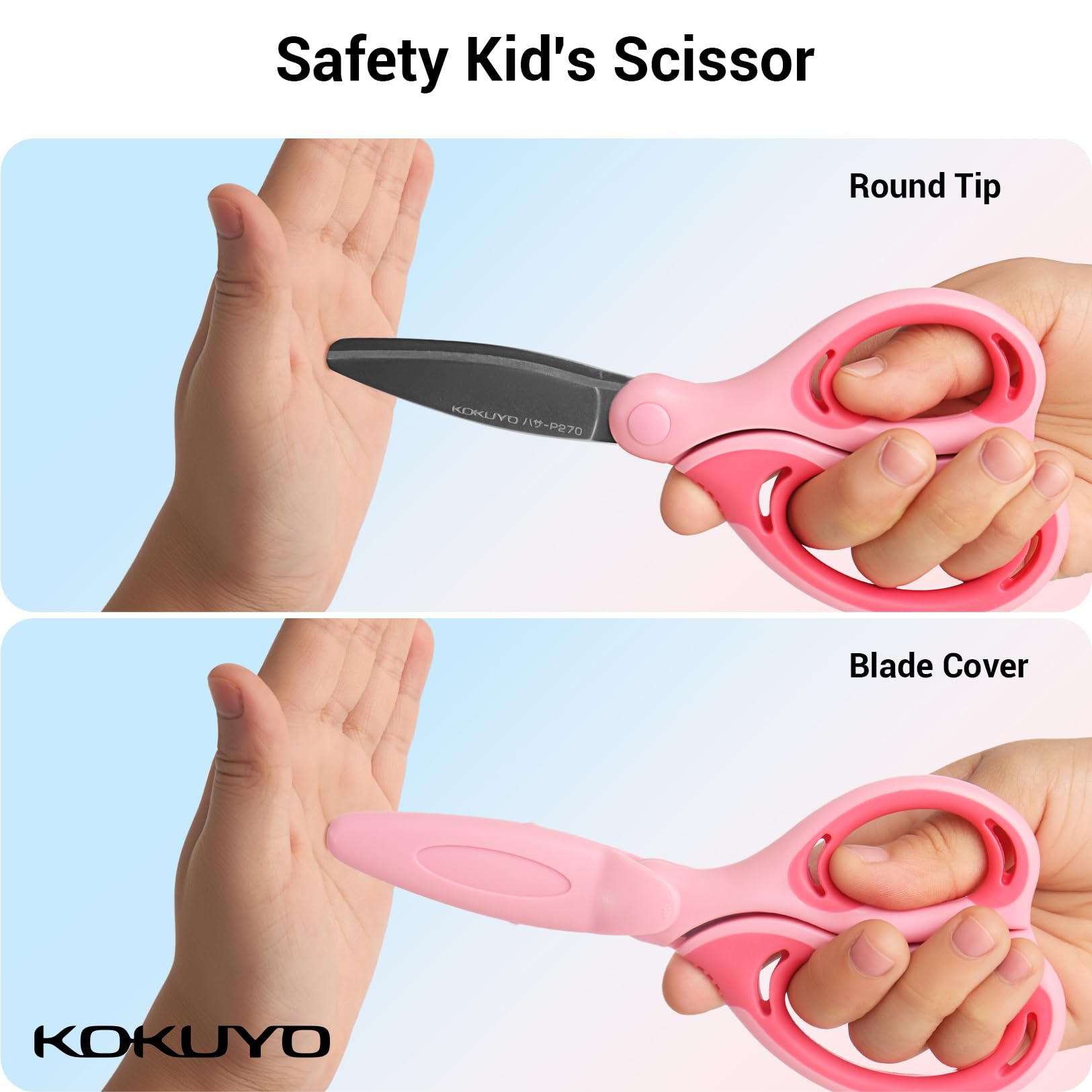KOKUYO Scissors for Children Right Hand Aero Fit Sakusa Glueless Blade Blue Hasa-P270B