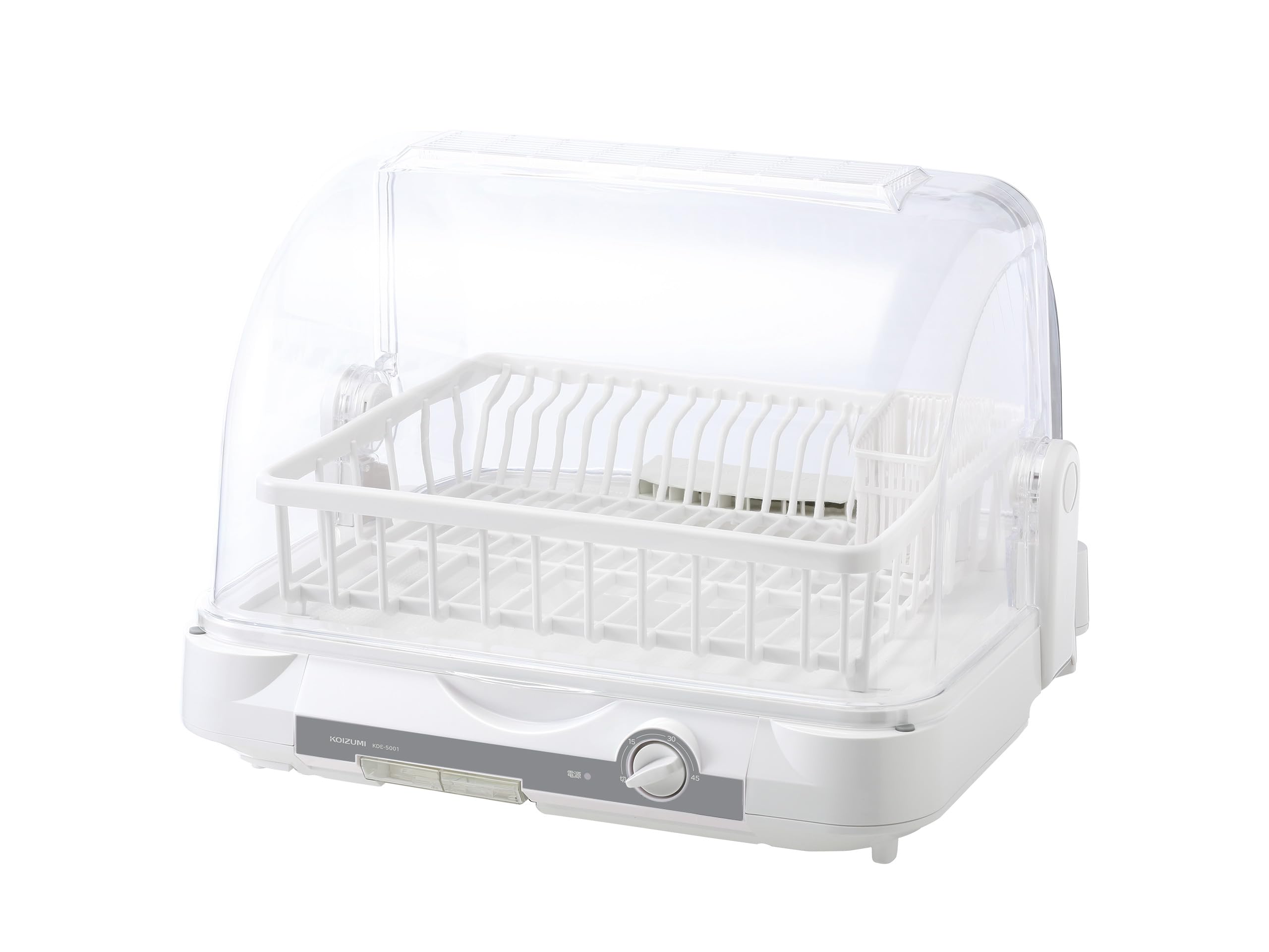 Koizumi Dish Dryer, Resin Basket, Silver Ion Processing, Low Noise Design, Timer Function, Made in Japan, White KDE-5001/W