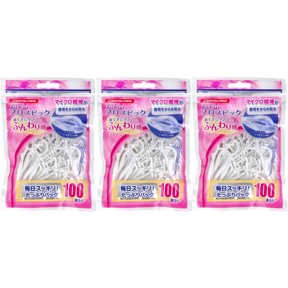 Fresh floss picks 100 pieces x 3 pack