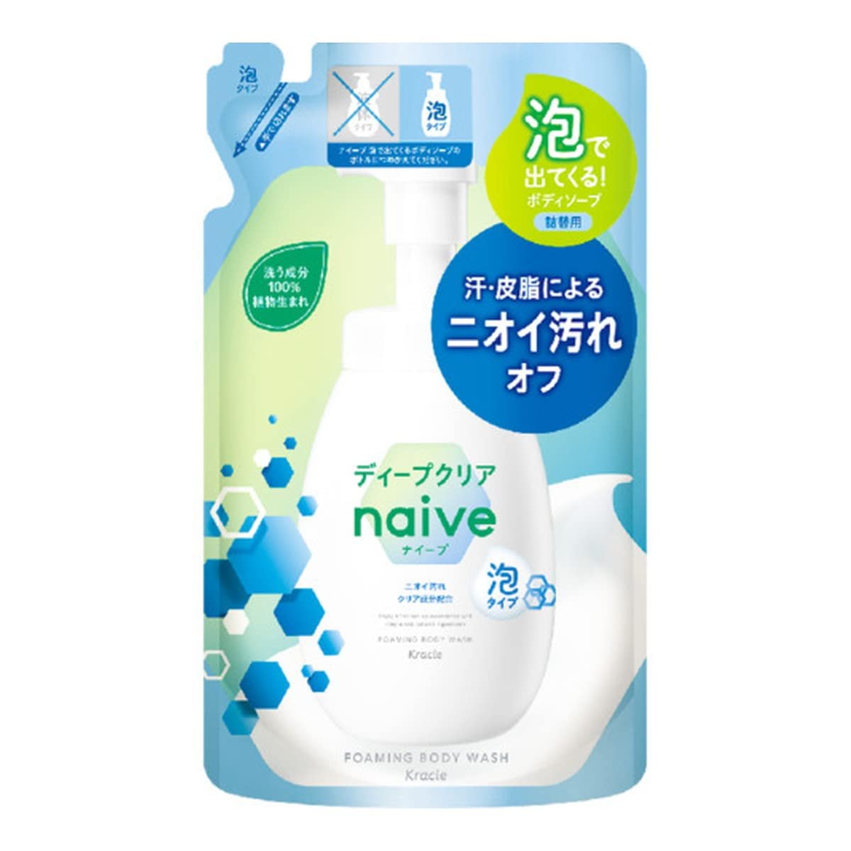 Kracie HP Naive Foaming Body Soap D Clear Refill 480ml