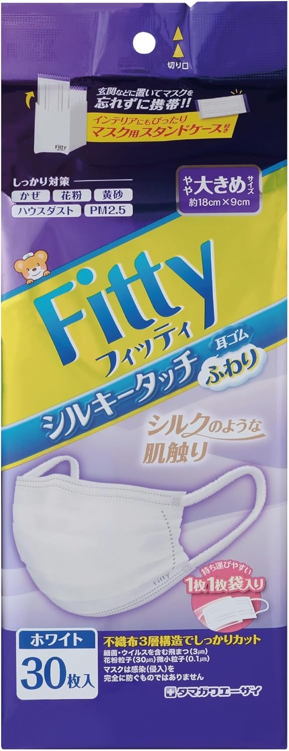 Fitty Silky Touch Ear Rubber Fluffy White Slightly Large Size 30 Pieces