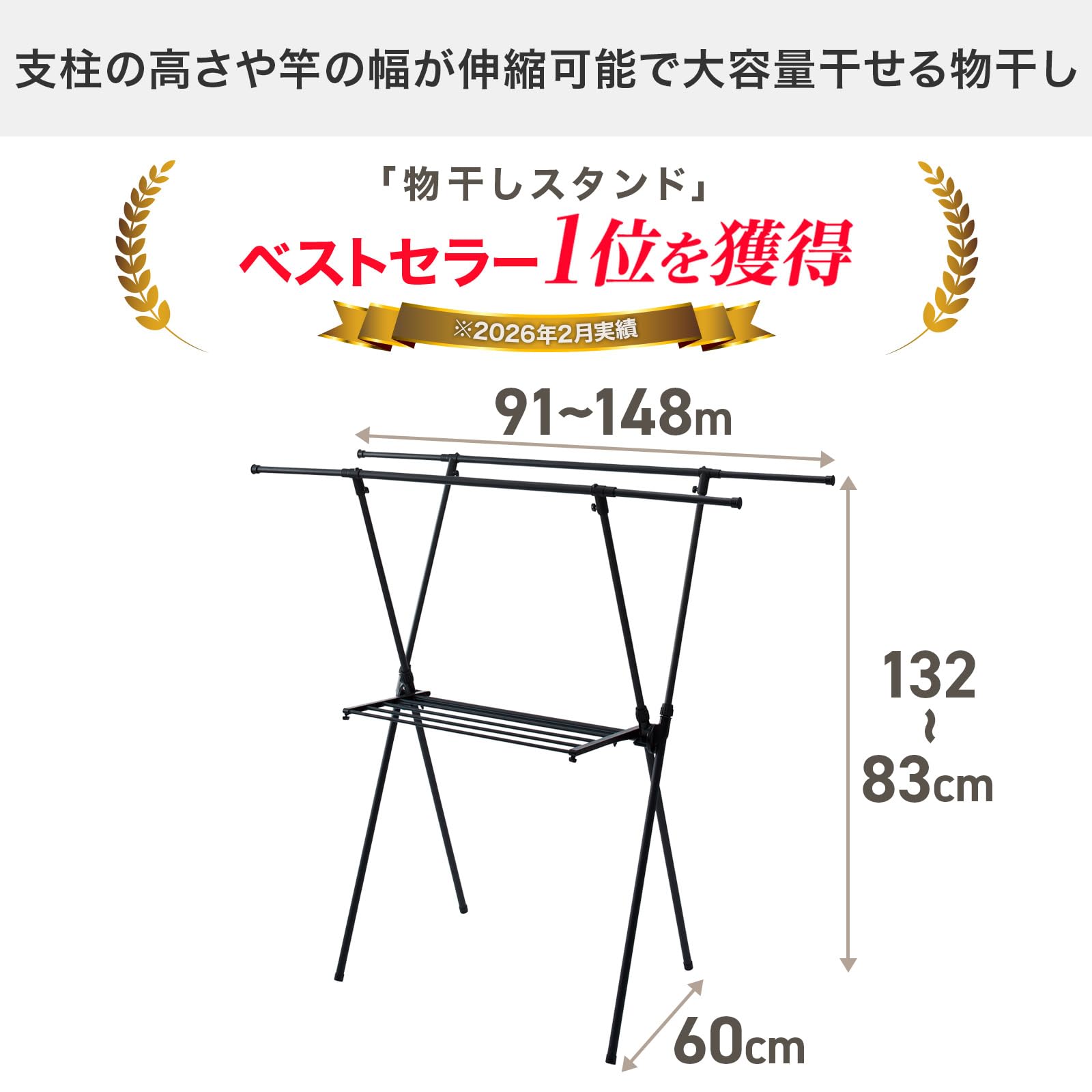 Tenma Laundry Drying Indoor Black Clothesline